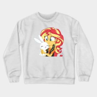 Sunset Shimmer holding Angel Bunny Crewneck Sweatshirt